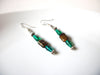 Vintage Green Tiger`s Eye Glass Dangle Earrings 123116