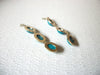 Retro Gold Toned Faux Turquoise Stone 3" Dangle Earrings 62218