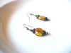 Vintage Gold Toned Foil Glass Bronze 2" Dangle Earrings 121816