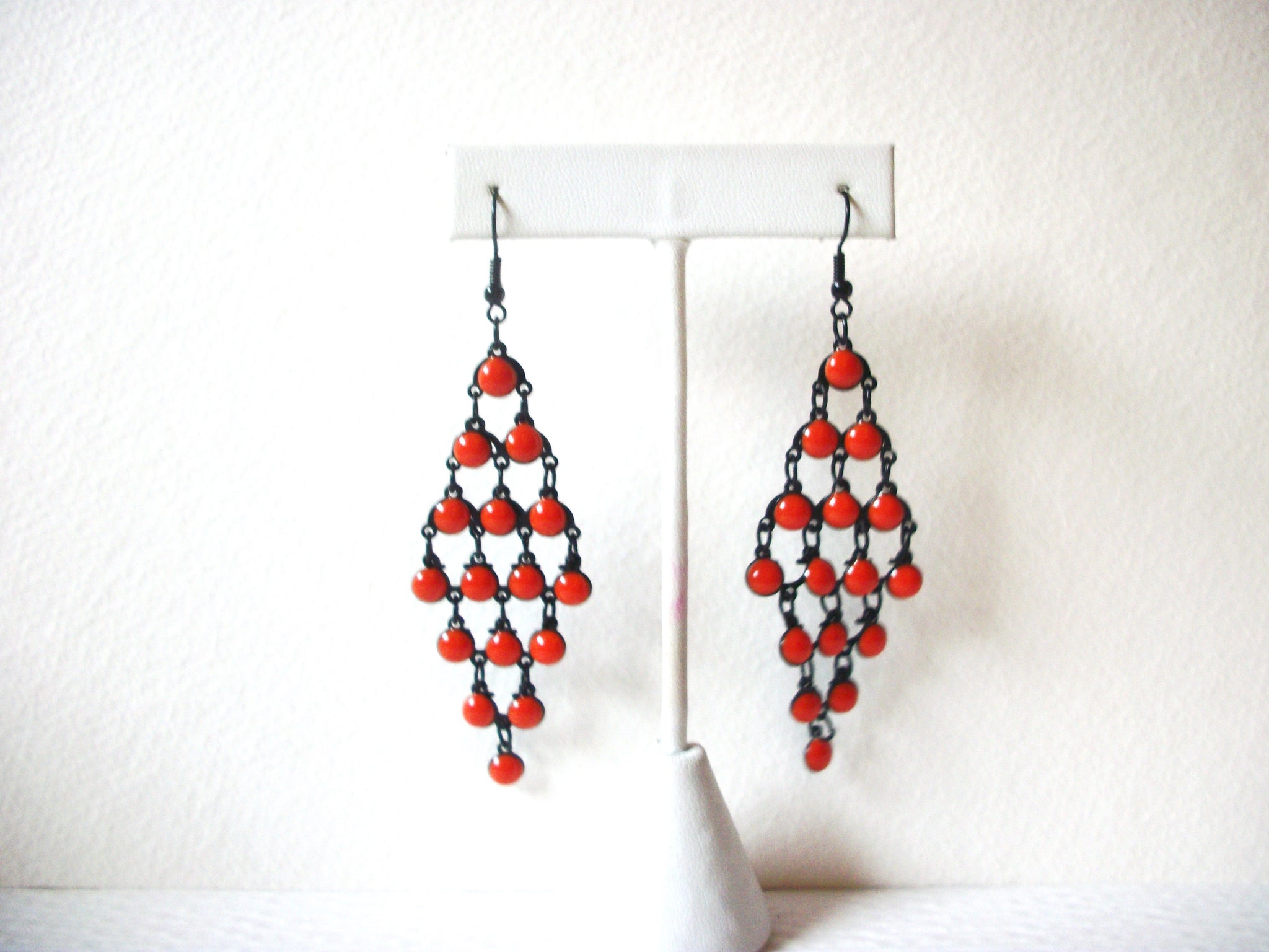 Retro Black Orange Chandelier Earrings 62218