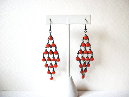 Retro Black Orange Chandelier Earrings 62218