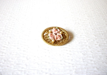 Victorian Inspired Porcelain Rose Brooch Pin 91317