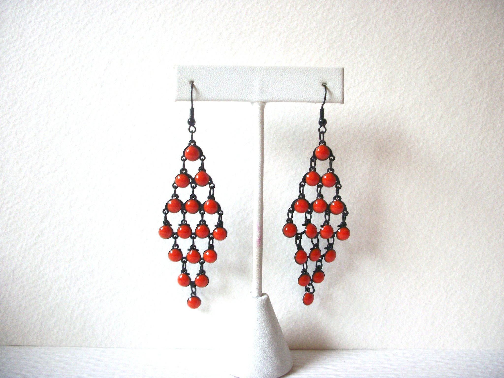 Retro Black Orange Chandelier Earrings 62218