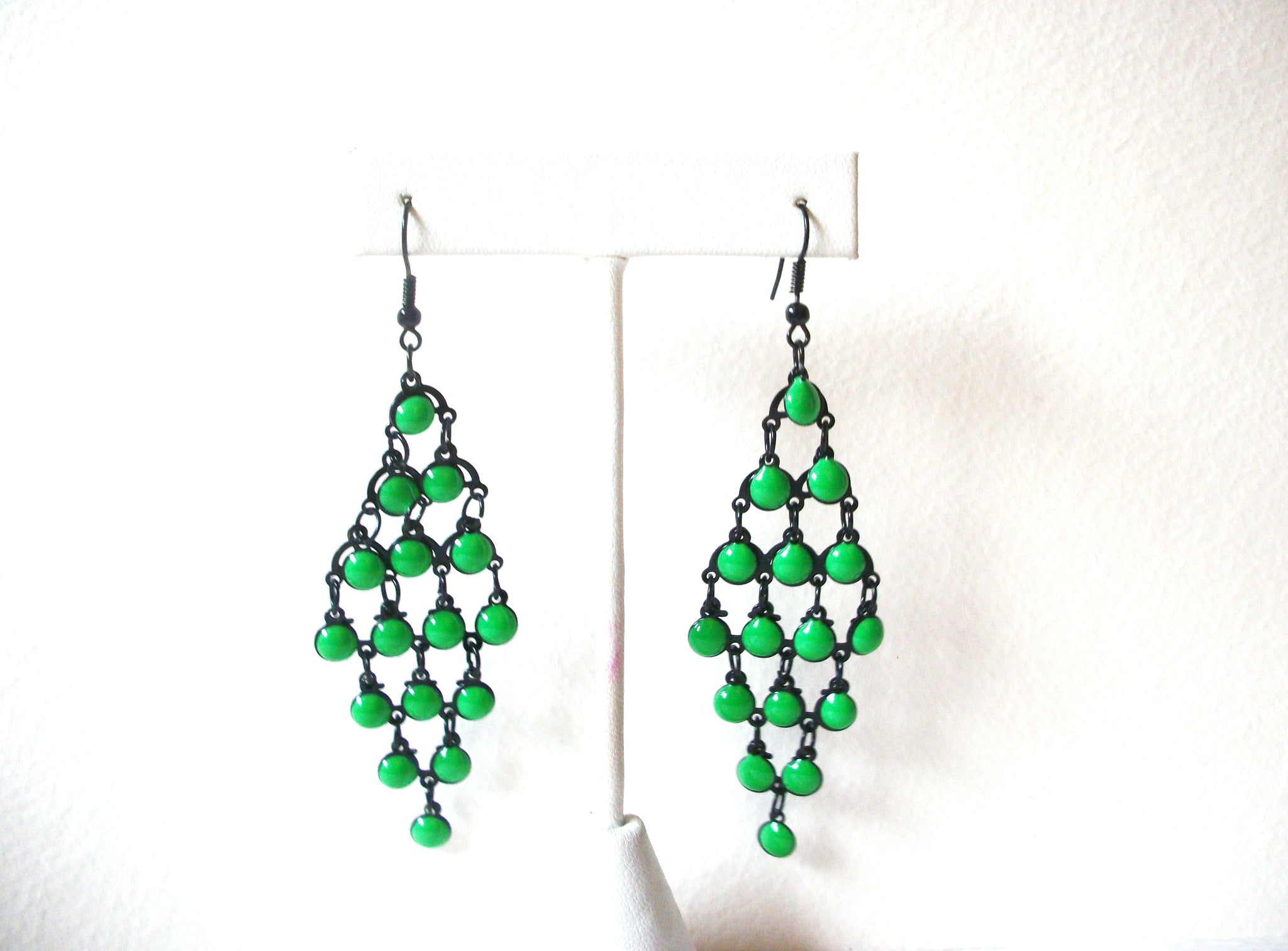 Retro Black Green Chandelier Earrings 62218