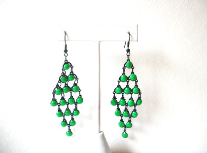 Retro Black Green Chandelier Earrings 62218