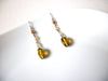 Vintage Gold Toned Glass Dangle Earrings 123116