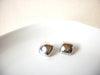 Retro 1970s Shiny Glossy Square Silver Toned Earrings 82217