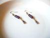 Long Vintage Plum Purple Silver Glass Earrings 121816