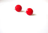 Vintage 1940s Bright Red Glass Screw Back Earrings 92816