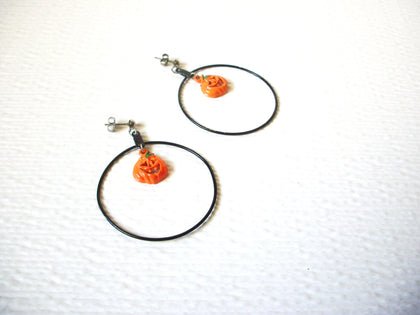 Hand Made Pumpkin Halloween Hoop Earrings 123020