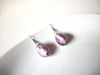 Vintage Pale Lavender Foil Glass Dangle Earrings 123116