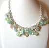 Vintage CHAPS Glass Beads Mint Silver 16" Necklace 123016