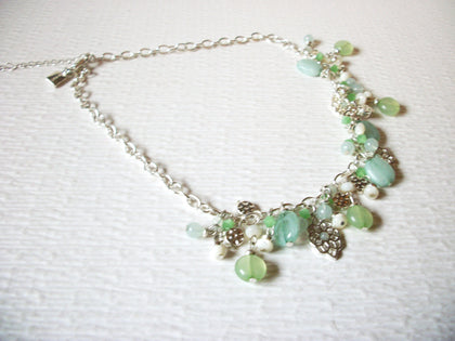 Vintage CHAPS Glass Beads Mint Silver 16" Necklace 123016