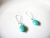 Retro Silver Toned Turquoise Stone Long 2 1/4" Dangle Earrings 92816