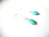 Retro Silver Toned Turquoise Stone Long 2 1/4" Dangle Earrings 92816