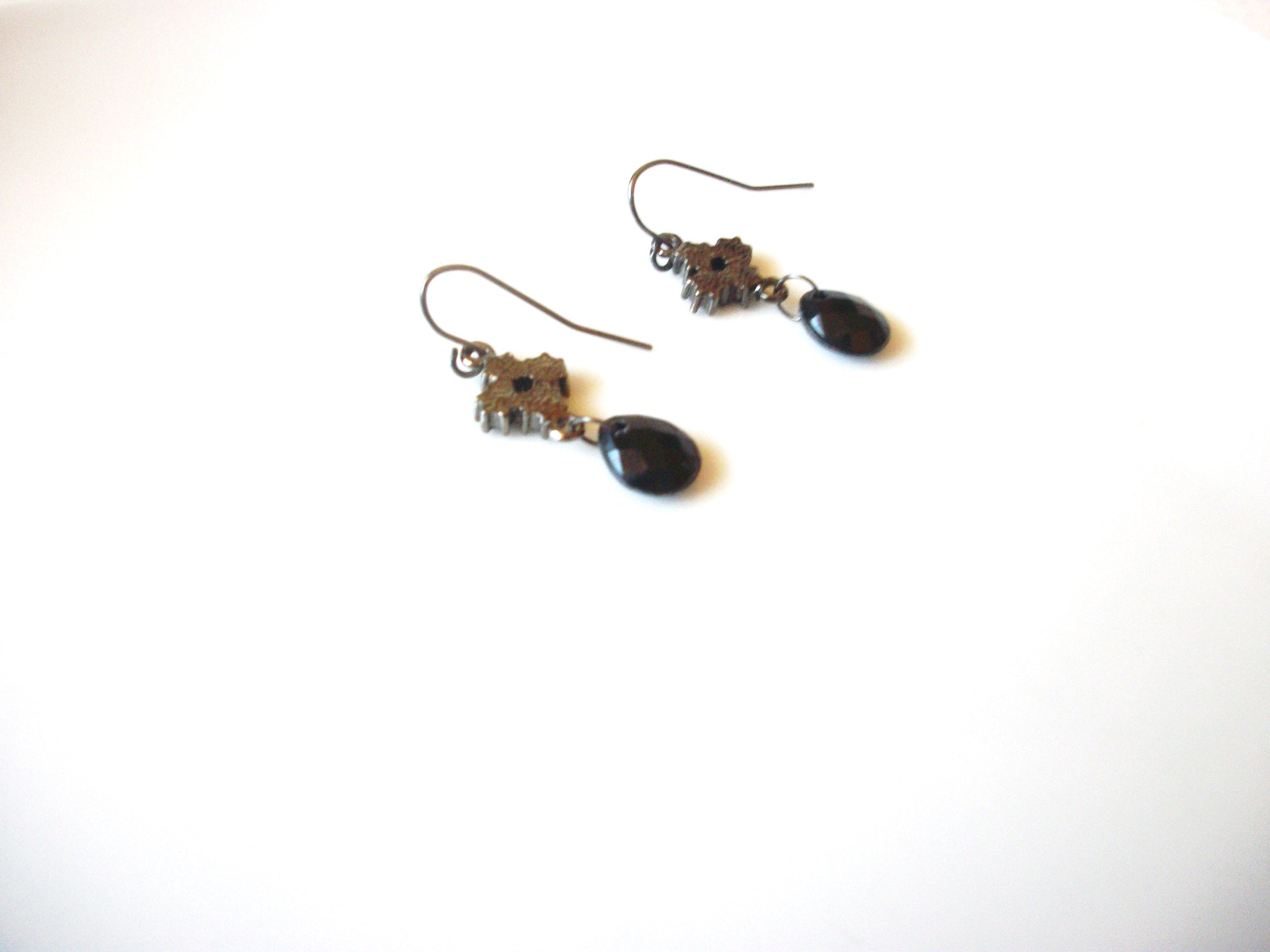 Vintage Dainty Black Rhinestone Acrylic Dangle Earrings 81517