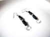 Vintage Black Clear Czech Glass Earrings 121216