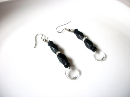 Vintage Black Clear Czech Glass Earrings 121216