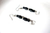 Vintage Black Clear Czech Glass Earrings 121216