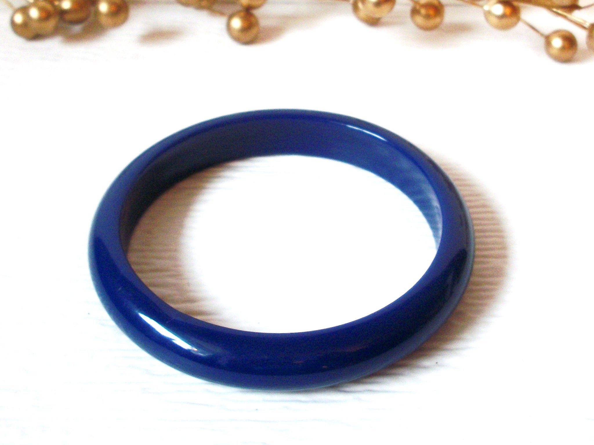 Retro Bangle Bracelet Dark Blue Plastic 30417