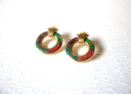 Vintage Enameled Swirl Doorknocker Earrings 91317