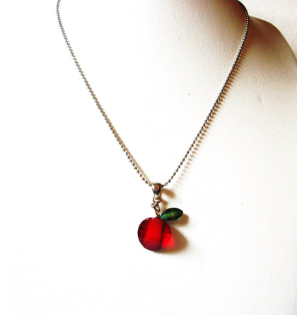 Dainty Silver Toned Bead Chain Fruit Necklace 82217