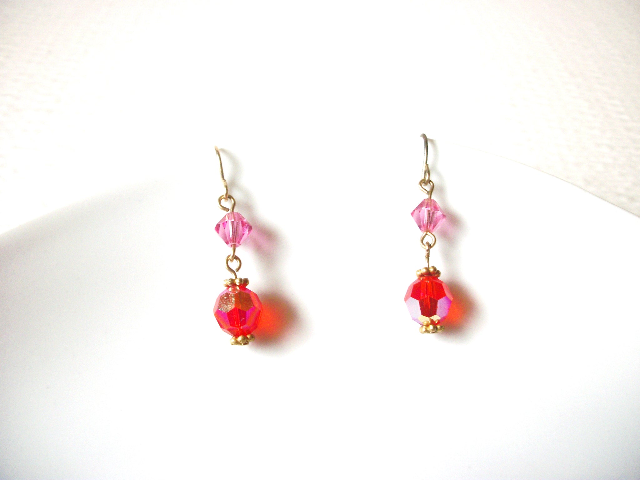 Vintage Dainty Pink Czech Glass Earrings 121216