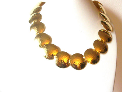 Vintage Gold Toned Hammered Metal 18" Necklace 122916