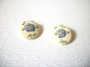 Vintage Cream Round Enameled Flower Earrings 92816