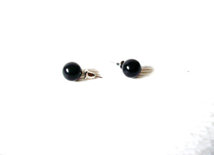 Retro Small Round Black Plastic Stud Earrings 72017 S