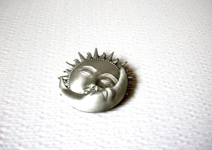 Vintage JJ Pewter Sun Moon Brooch Pin 60116