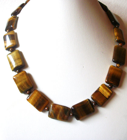 Vintage Polished Stones Tiger`s Eye 17" Necklace 123116