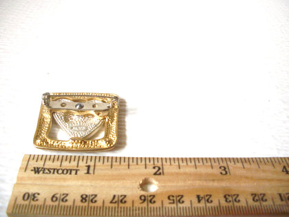 Vintage Brooch Pin AMJC Stamped Gold Toned Aurora Borelias Pink Rhinestone MOM 1 1/4" Long 62617