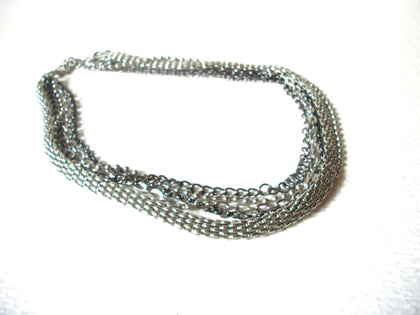 Retro Silver Tones Links Multi Strand Necklace 93017