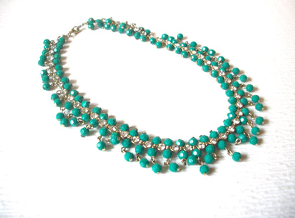 Vintage NRT Gold Green Clear Rhinestone 16" Necklace 123016