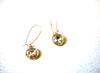 Vintage Long Gold Toned Round Clear Rhinestone Dangle Earrings 92216