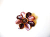 Vintage Mauve Alt Rosa Enameled Flower Brooch Pin 92017