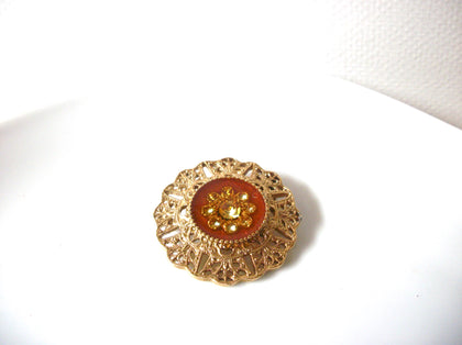 Vintage Damask Ornate Rhinestone Brooch Pin 91617