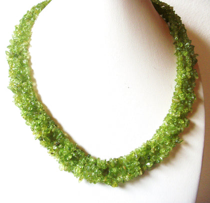 Vintage Peridot Glass 18" Necklace 123116