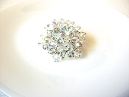 Vintage 1950s AB Crystals Flower Burst Brooch Pin 122120