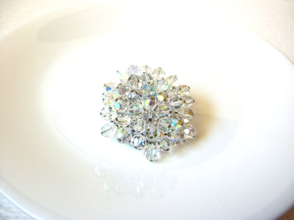 Vintage 1950s AB Crystals Flower Burst Brooch Pin 122120