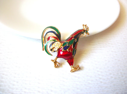 Retro Colorful Rhinestone Rooster Brooch Pin 122120