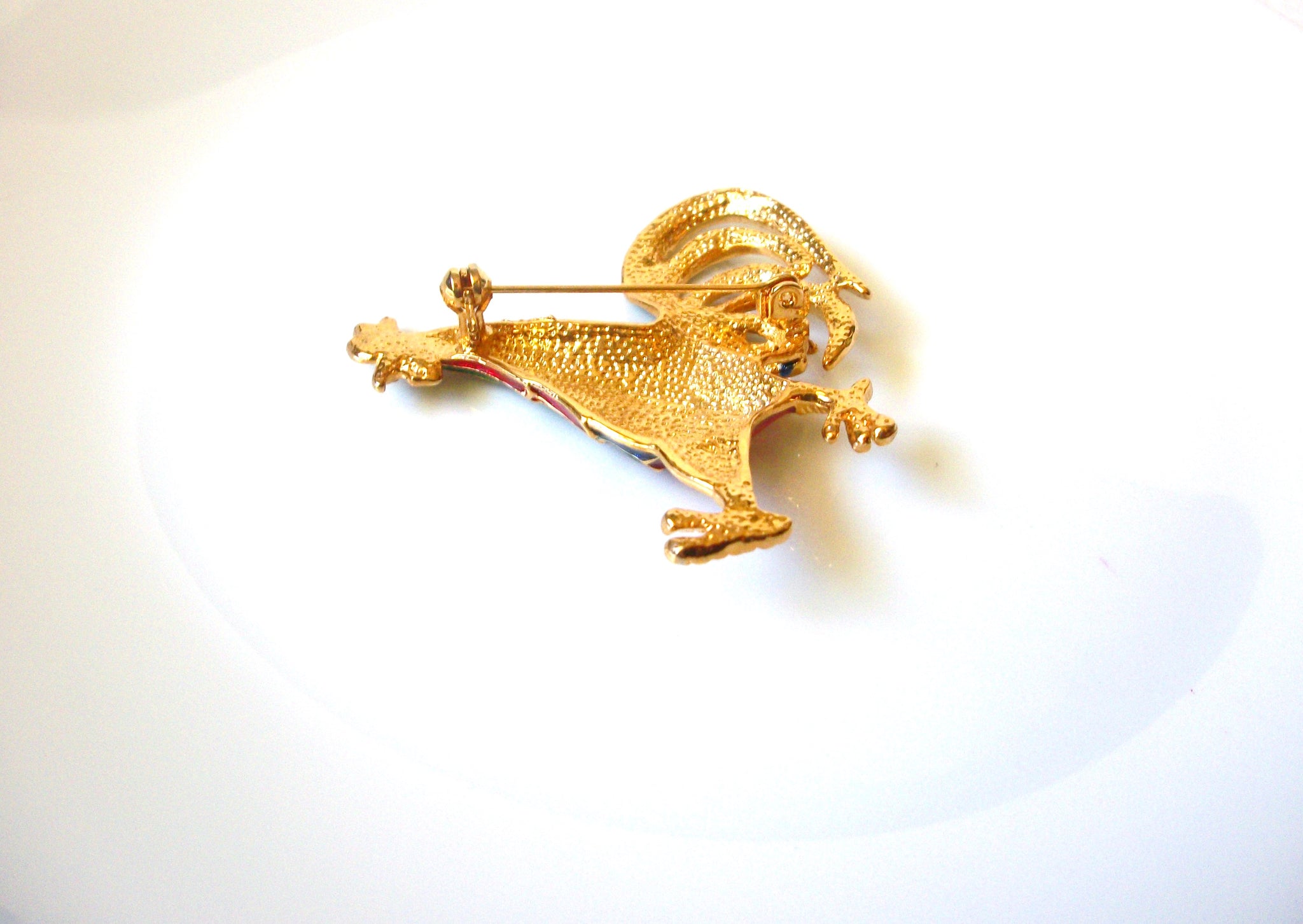 Retro Colorful Rhinestone Rooster Brooch Pin 122120