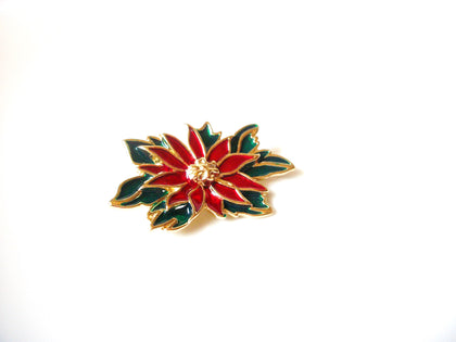 Christmas Poinsettia Vintage Brooch Pin 122120