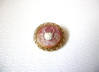 Vintage Crab Cancer Horoscope Brooch Pin 122120 G