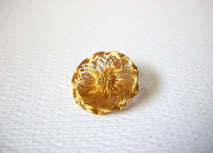 Flower Floral Gold Toned Vintage Wired Brooch Pin 122120