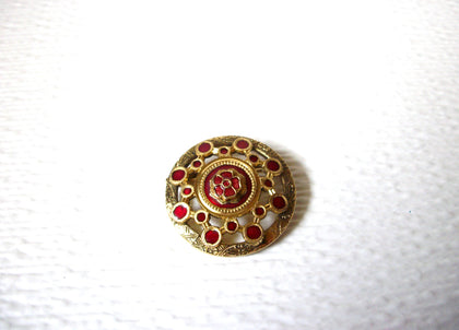 Freirich Vintage Brooch Gold Tone Red Enameled 122120