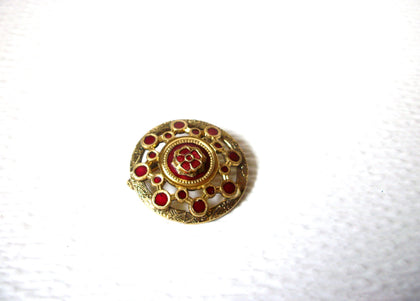 Freirich Vintage Brooch Gold Tone Red Enameled 122120
