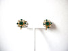 CORO Gold Toned Emerald Clear Prong Set Earrings 122120