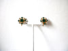 CORO Gold Toned Emerald Clear Prong Set Earrings 122120